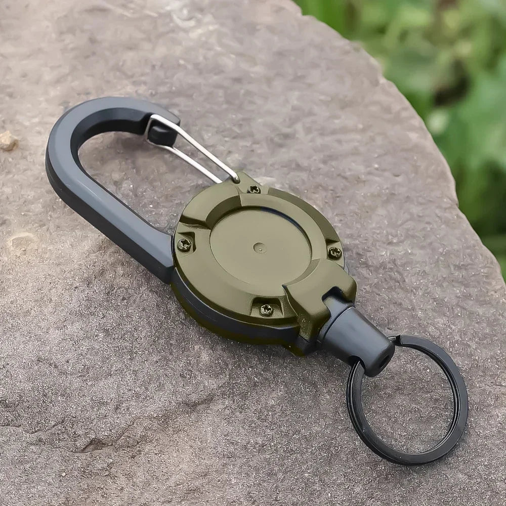 Anti-Theft Heavy Duty Retractable Pull Badges Id Reel Carabiner Keychain Buckle Key Holder Outdoor Keychain Multiple Tool