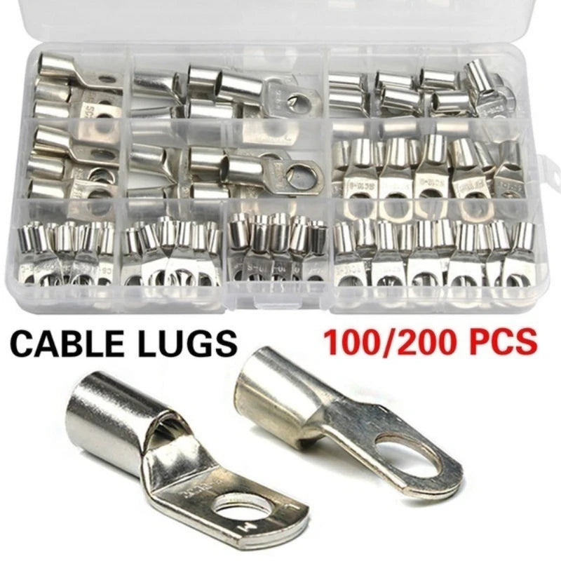 60/240PCS Ring Terminal Cable Shoes Lugs 35mm2 Tinned Copper Lug Wire eye Connectors Bare 60 Terminals Lugs Wire Copper Kit