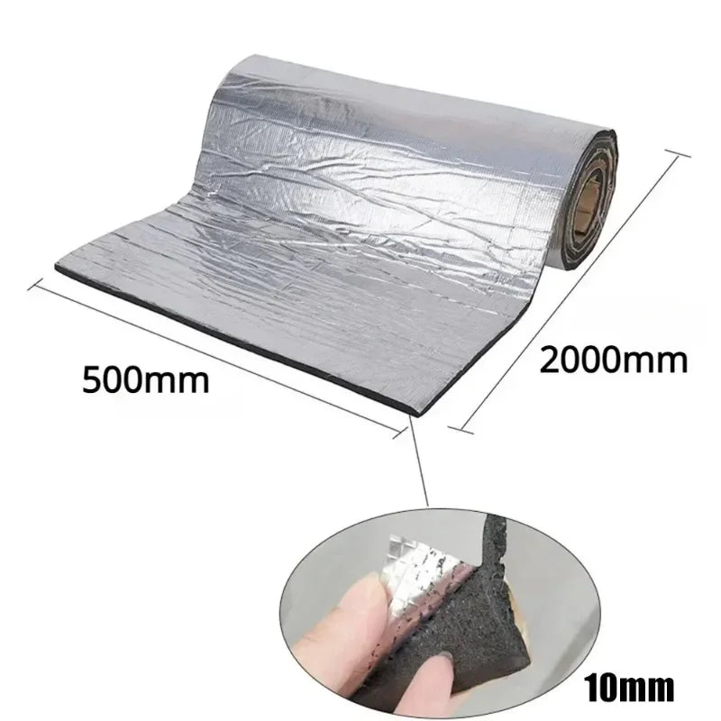 2000*500mm 5/10mm Car Sound Mat Proofing Deadener Heat Noise Insulation Deadening Mat Hood Closed Cell Foam Accessories