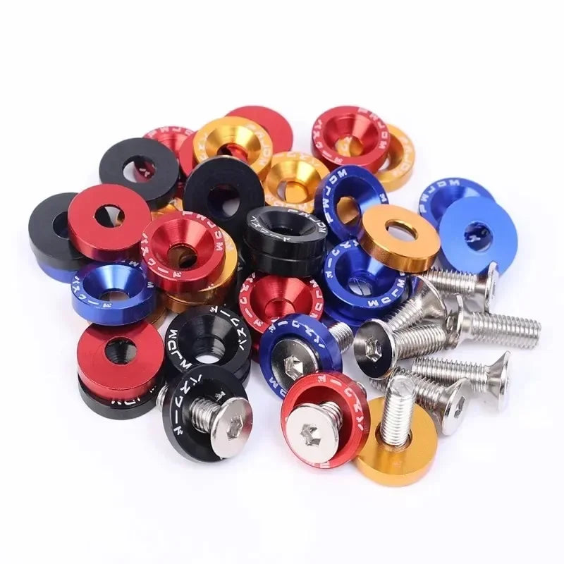 JDM Fender Washers M6 Bolt Set Car Modification Gasket Screw Fender Bumper Engine Aluminum Concave Screws Hex Fastener for Honda