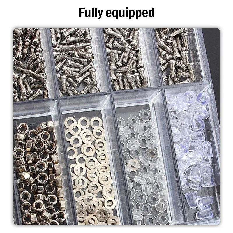 Glasses Screw Set Nose Support Lens Leg Nut Frameless Glasses Spacer Cap Accessories 18 Specification Screw Set Box