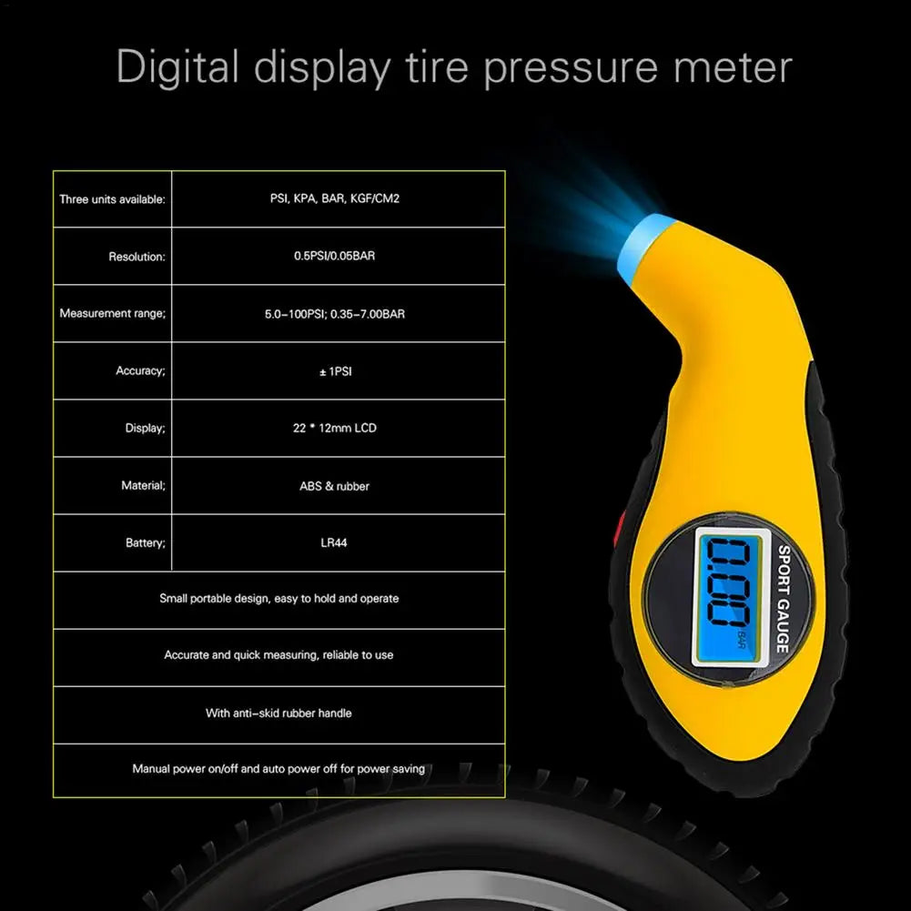 Car Bike Truck Auto Air PSI Meter Tester Tyre Digital Tire Pressure Gauge LCD