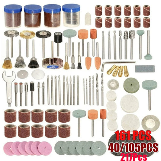 40~217Pcs Power Tools Rotary Tool Accessory Set Fits Dremel Drill Grinding Polishing Accessories Mini Saw Blade Abrasive Tool