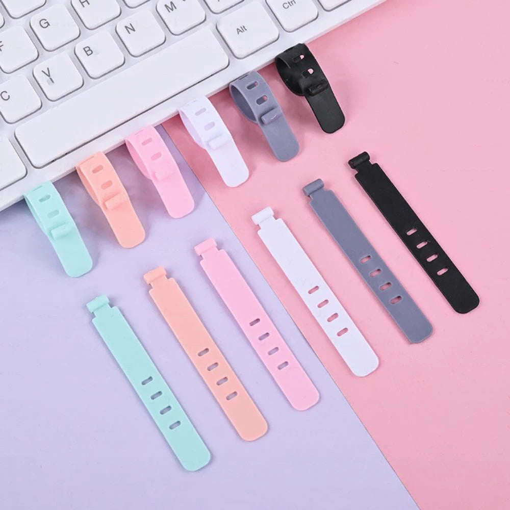 4/12/20PCS Cable Organizer Ties Clip Charger Cord Management Silicone Wire Manager Mouse Earphone Holder Data Line Winder Straps