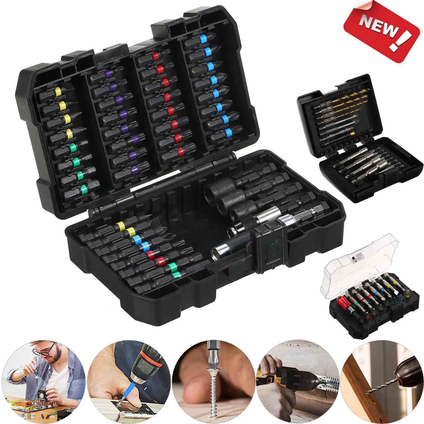 15/20/45PCS Drill Bit Set Screwdriver Bit Set Impact Driver Bit Set for Wood Metal Steel and Security Screwdriver Bits with Case - ToolFlx