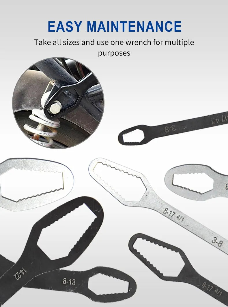 8 to 22 Black Multifunctional Double End Box Wrench Hexagon Double End Solid Wrench Screw and Nut Tool with Various Diameters