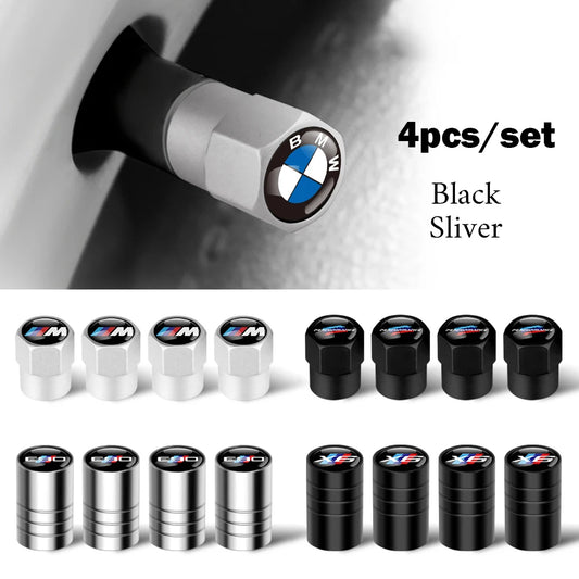 4PCS Car Wheel Tire Valve Caps Tyre Rim Stem Covers Airdust Waterproof For Bmw Performance M E46 E90 E60 F30 F10 E36 G20 E92 E87