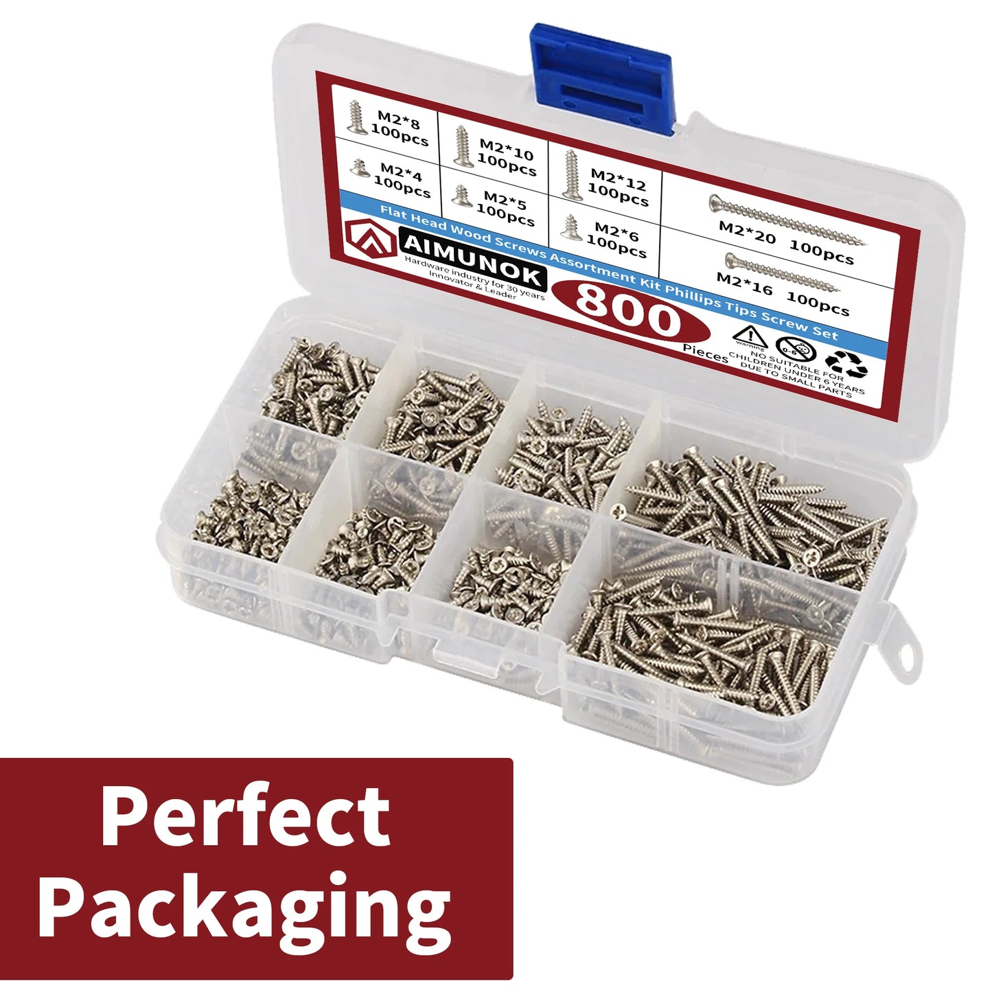 800pcs M2 Self Tapping Screw Assortment Kit Tapping Screw Assortment Kit Lock Nut Wood Thread Nail Screw Sets Self Lock Nut Wood