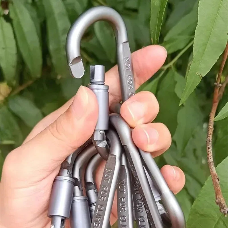 Tactical Steel D Keychain Shape Hook Buckle Clip Climbing Army Carabiner Hanging Fit Outdoor Camping Survival Edc Caribiner