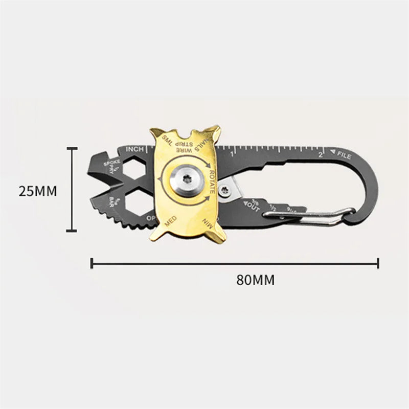 Tournevis de poche 20 en 1 pour extérieur, porte-clés multifonction, équipement portable, fixation multifonction, mousqueton, outil de camping 