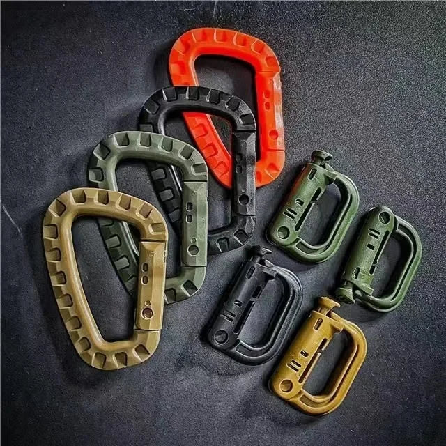 Tactical D-Ring Grimlock Carabiner Clip MOLLE Webbing Attachment Fast Latch System For Military Vest/Backpacks/Pouch/Bag/Belt