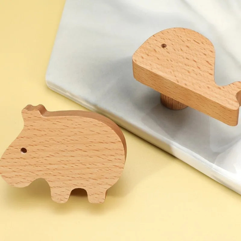 Wooden Animal Cabinet Handles Wood Cloud Hooks Furniture Handles for Cabinets and Drawers Door Knobs Kitchen Wardrobe Door Pulls