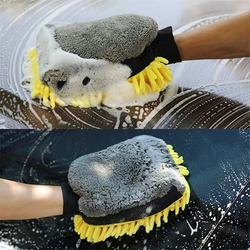 1/5pcs Car Washing Gloves Waterproof Microfiber Chenille Gloves Car Cleaning Mitt Detailing Brush Auto Care Double-faced Glove