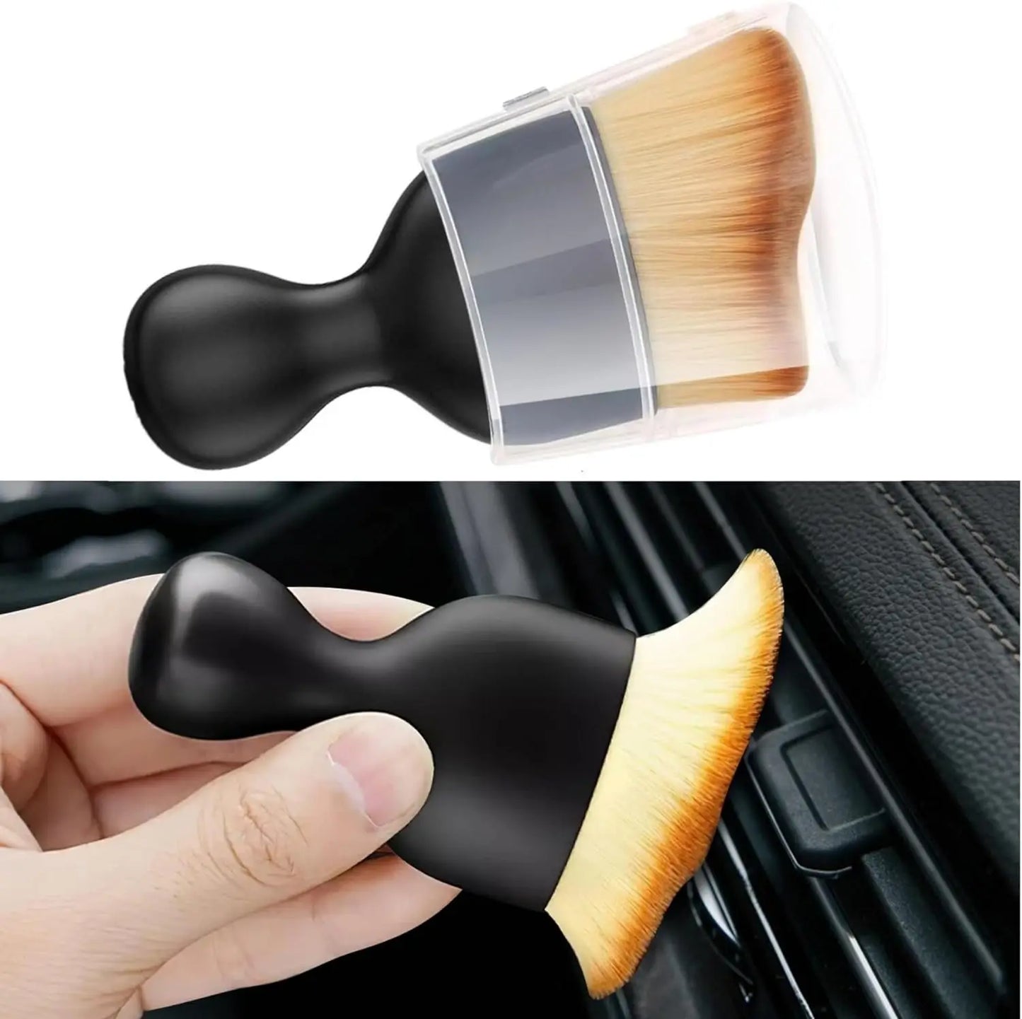 Car Interior Cleaning Brush Conditioner Air Outlet Soft Fur Clean Brushes with Shells Crevice Dust Removal Detailing Brush Tools