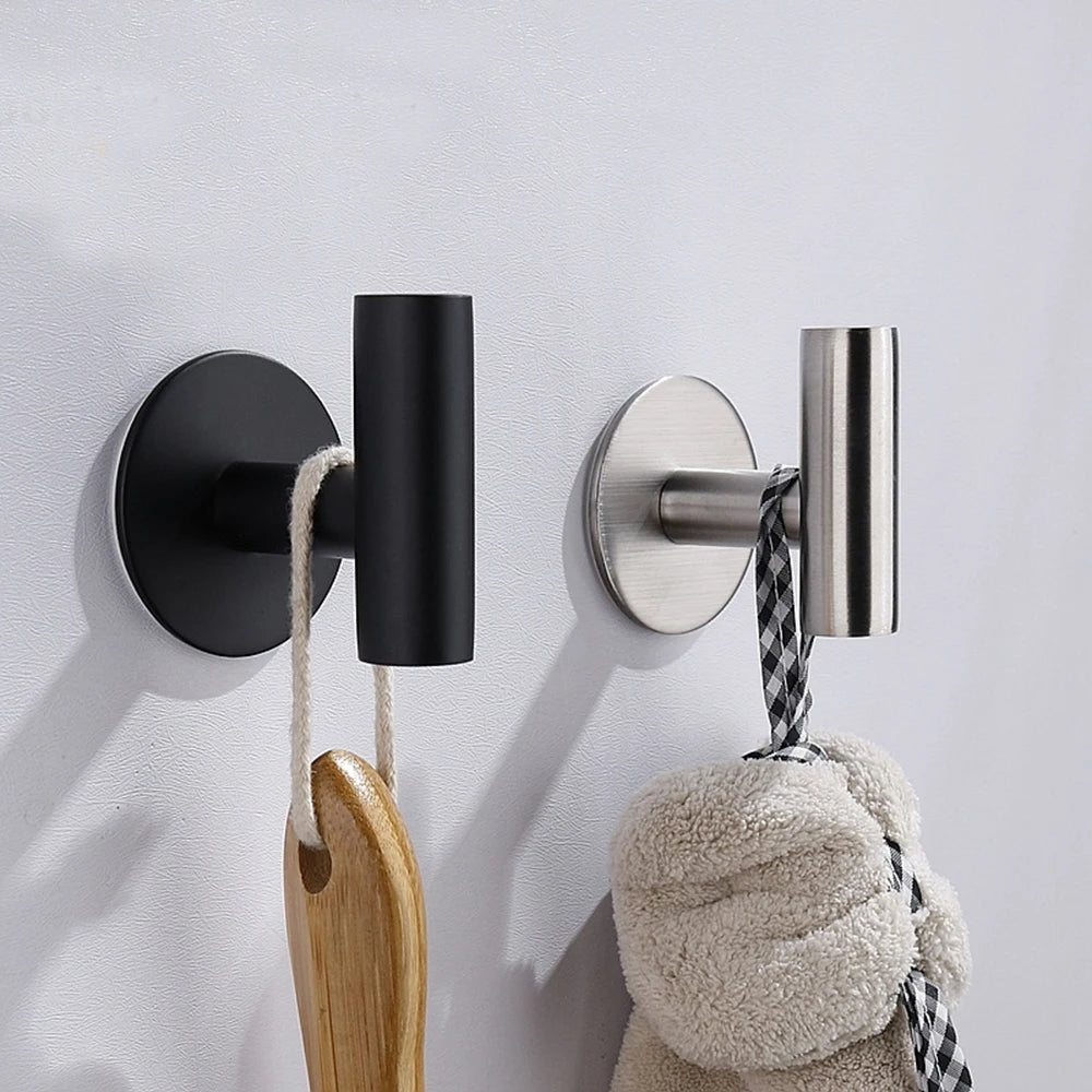 1/2PCS Adhesive Wall Hook Stainless Steel Robe Sticker Hooks Towel Coat Key Pants Hangers Bathroom Kitchen Storage Accessories