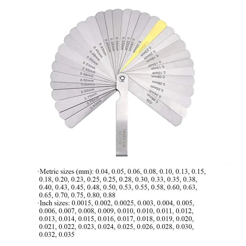 89A32 Feeler Gauge Portable Durable Various Specifications Arc Stainless Steel Feeler Gauge Gap Gauge Rangefinder 1pc