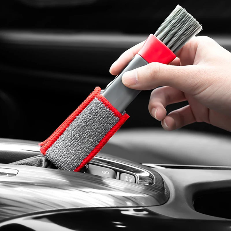 Car Wash Double Head Brushes Air Vent Cleaning Conditioner Grille Duster Wipe Auto Detailing Cleaner Car Interior Cleaning Tools