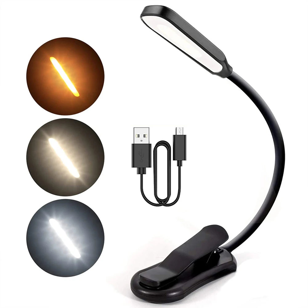 Lampe de lecture rechargeable USB à 7 LED, 3 niveaux de lumière blanche chaude et froide, portable, flexible, facile à clipser, lampe de lecture nocturne 