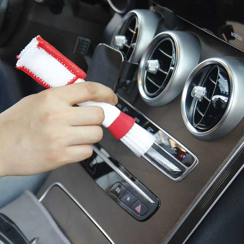 Car Wash Double Head Brushes Air Vent Cleaning Conditioner Grille Duster Wipe Auto Detailing Cleaner Car Interior Cleaning Tools