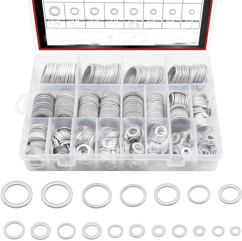 200/320/360/450/540pcs Box Set Washer Automotive Metric Oil Drain Plug Gaskets Aluminum Flat Washer Combination Fasteners Kit - ToolFlx