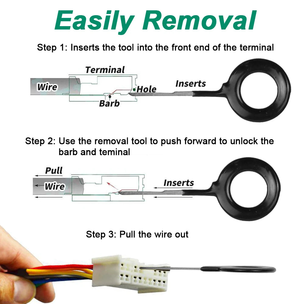 Automotive Plug Terminal Removal Tool Electrical Wire Crimp Split Connectors Pin Extractor Kit Keys for Car Repair Take Out Pins - ToolFlx