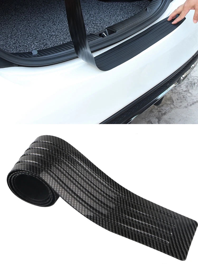 SEAMETAL Universal Carbon Fiber Car Trunk Door Guard Strip Auto Sill Plate Protector Rear Bumper Guard Rubber Mouldings Strips