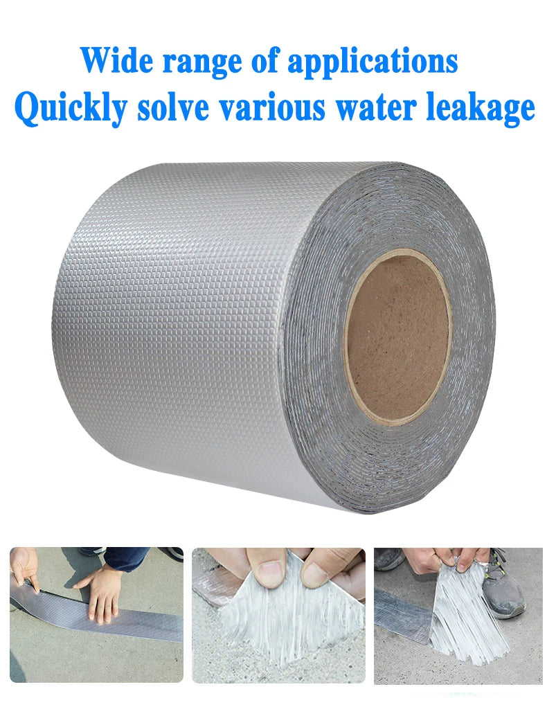 Waterproof Tape High Temperature Resistance Aluminum Foil Thicken Butyl Tape Wall Pool Roof Crack Duct Repair Sealed Self Tape - ToolFlx