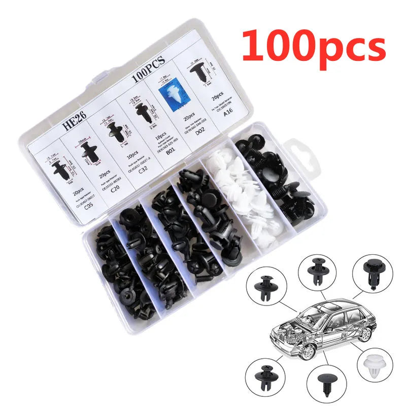 Auto Fastener Clip Car Fender Push Retainer Pin Rivet Bumper for Door Trim Panel Retainer Fastener Kit, Bag/Box Package 50/100pc