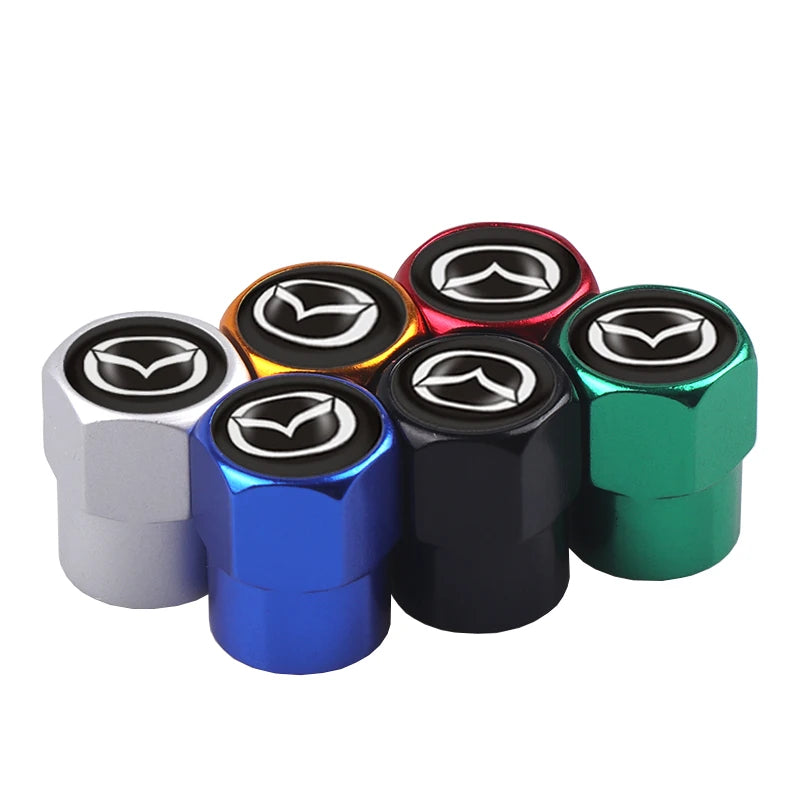 4pcs Car Wheel Tire Valve Caps Stem Case With Logo Auto Styling For Mazda 2 3 6 5 Axela Atenza CX 5  CX3 323 Emblems Accessories