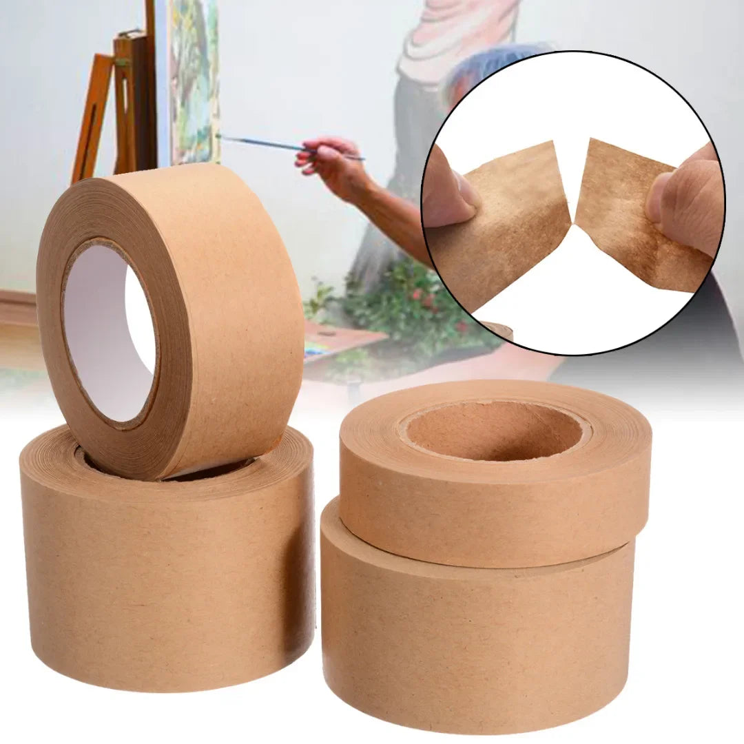 1 Roll 23m Gummed Kraft Paper Brown Bundled Adhesive Masking Paper Tape for Box Sealing Kraft Paper Tape Packaging Tools