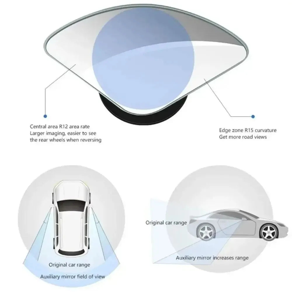 2pcs Car Mirror Wide Angle Car Blind Spot Mirrors 360° Adjustable Auxiliary Rearview Mirrors HD Frameless Small Round Mirror