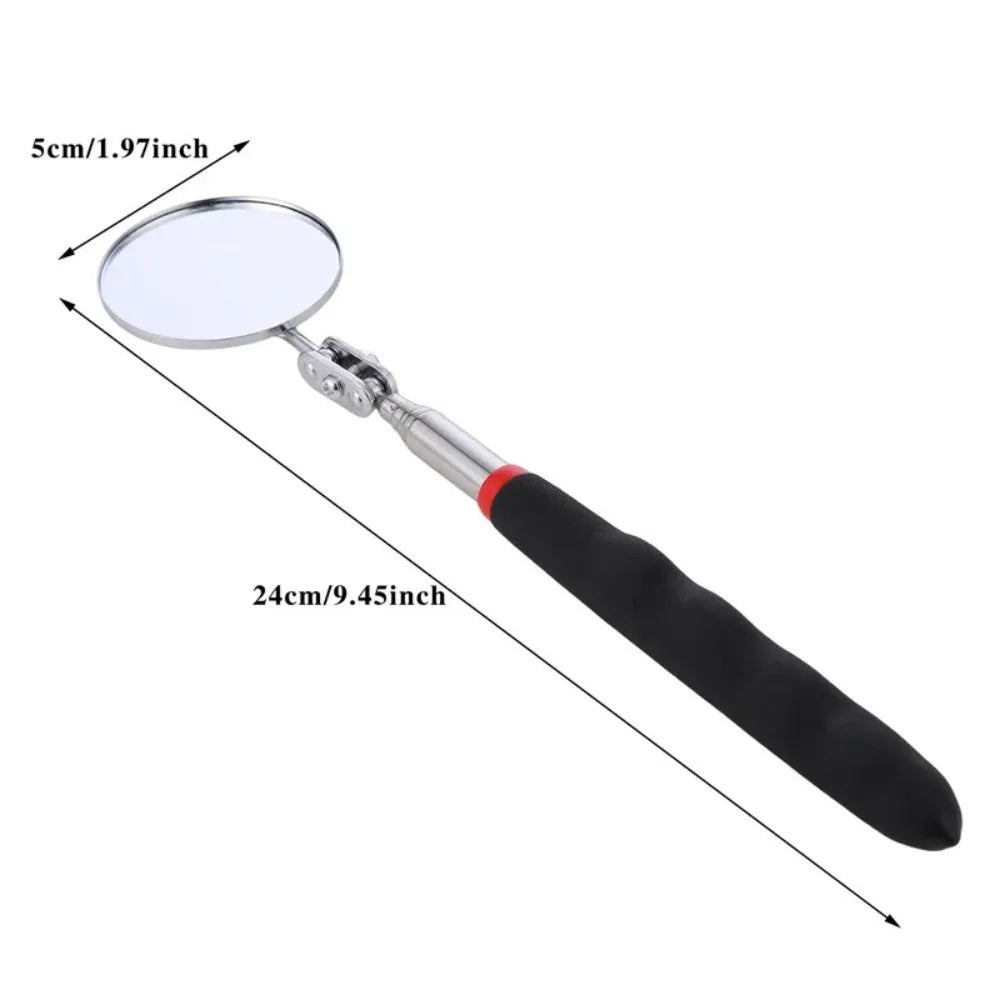 360° Inspection Mirror LED Light Telescoping Mirrors Extend Mechanic Tools Inspection Mirror Telescopic Handle Repairing Tools