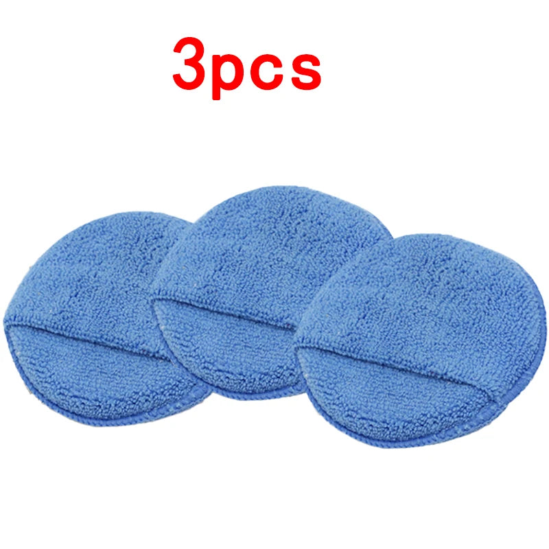 1/2/3pcs 5-inch Round Car Care Microfiber Pocket Sponge Auto Wax Applicator Pad Car Detailing Hand Polishing Pad Car Polish