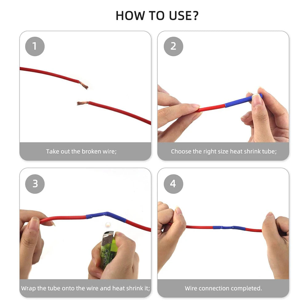 Heat-shrink Tubing Thermoresistant Tube Heat Shrink Wrapping Kit Electrical Connection Wire Cable Insulation Sleeved Protecter