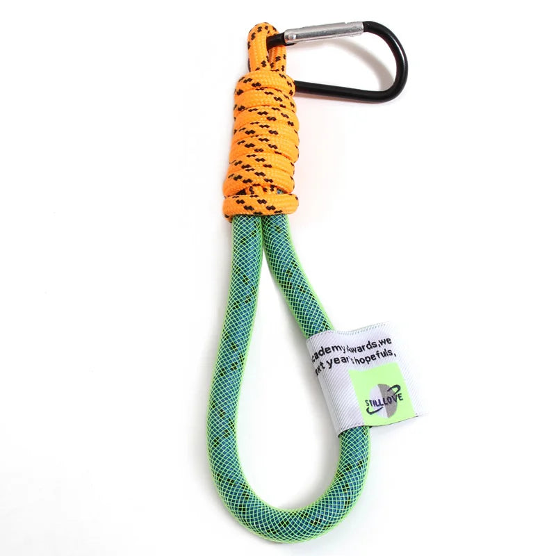 Creative Iridescent Braid Rope Keychain Carabiner Key Ring For Backpack Pendant Accessorie Hanging Cord Jewelry