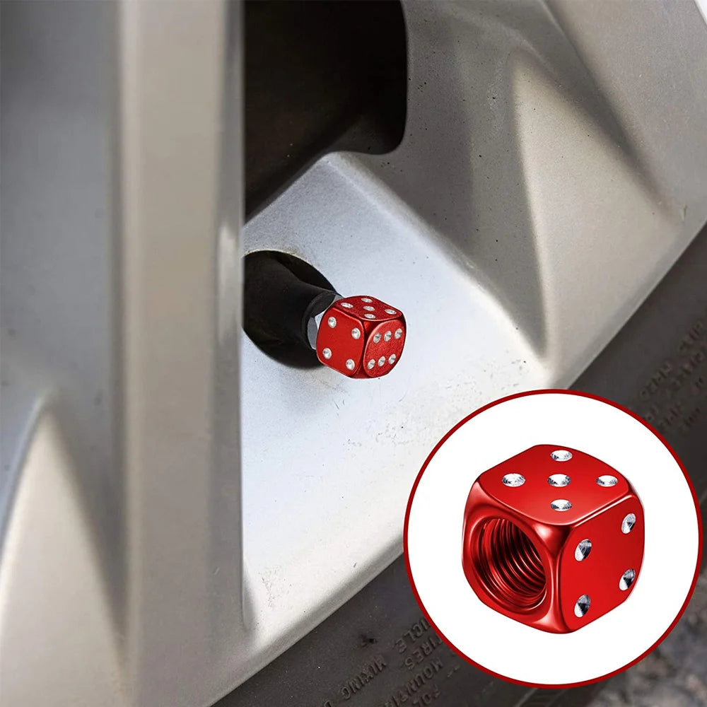 Aluminum Dice Tire Valve Caps Dustproof Car Truck Motocycle Bike Dice Wheel Stem Tyre Tire Wheel Stem Air Valve Dust Cap Cover