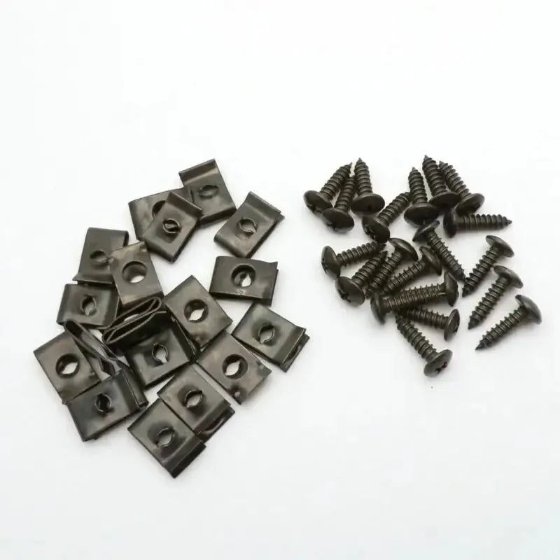 40pcs Mixed Car Motorcycles Metal Screw Tapping Fastener Clip U-Type Clip with Screw Anti-rust Protection Clip Screw Buckle