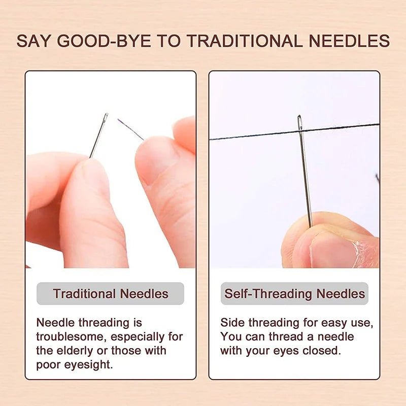 12PCS Sewing Needles Multi-size Side Opening Stainless Steel Darning Sewing Household Hand Tools