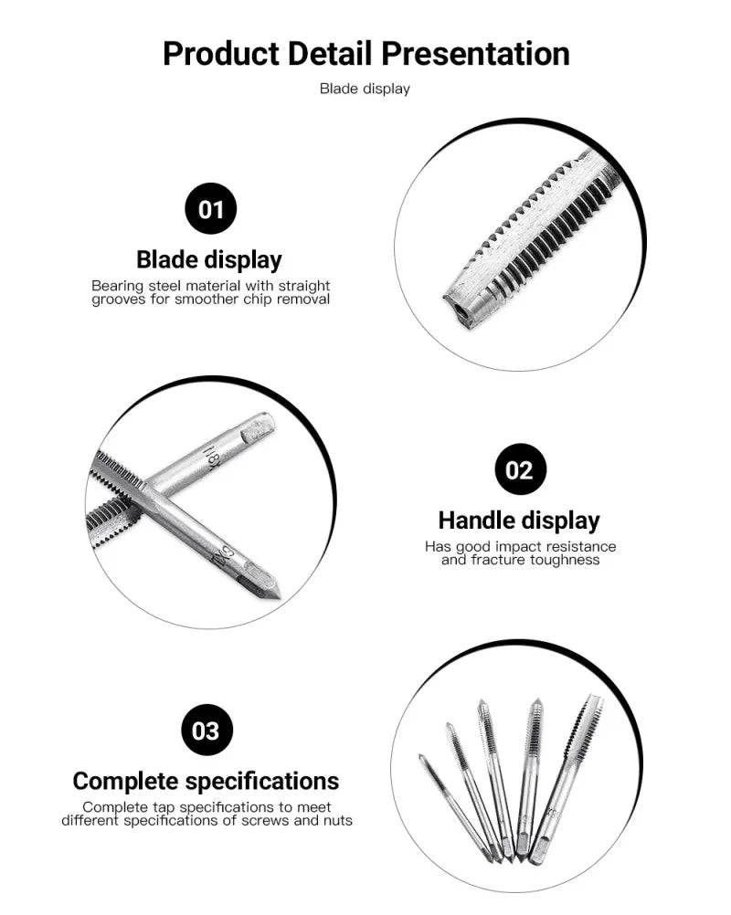 M3/M4/M5/M6/M8 Tap Set With Twist Drill Bits And Wrench T Type Machine Hand Screw Thread Taps Reamer hand drill screw Tool Drill