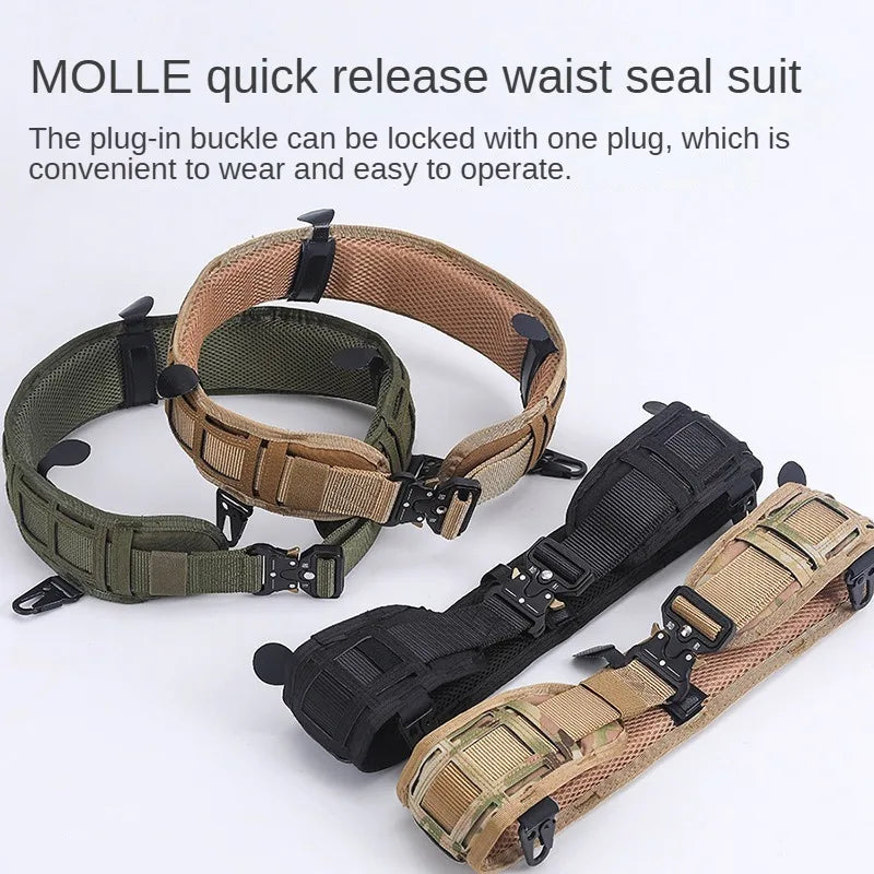 Ceinture de camouflage tactique d'extérieur - Ceinture utilitaire rembourrée Molle Duty légère et durable pour la chasse au paintball et le tir à l'arc 