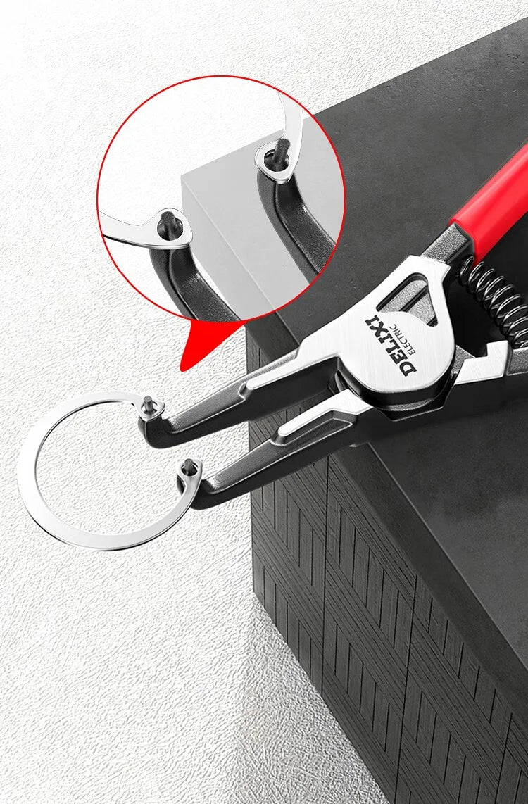 DELIXI ELECTRIC 5-In Circlip Pliers,Needle nose Pliers，Retaining Ring Pliers，for Removing Installing Puller Locking Rings Shafts