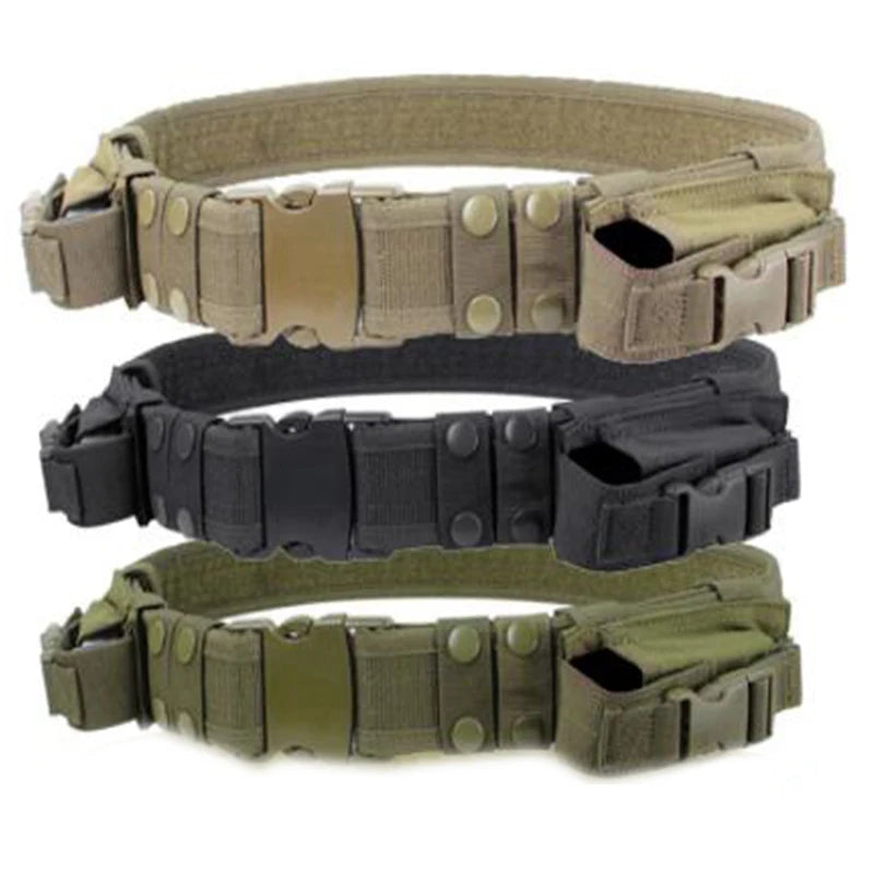 Ceinture tactique pour homme, équipement de chasse, ceinture de sécurité pour le combat en plein air, ceinture utilitaire avec pochettes pour chargeurs 