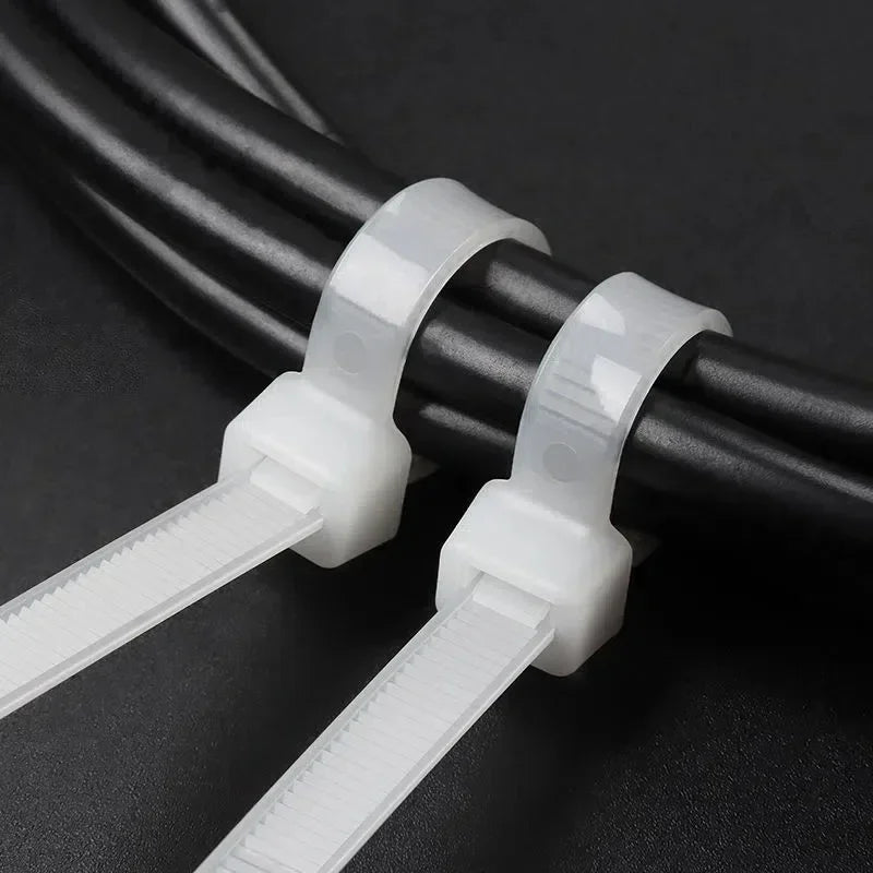 1000/100Pcs Nylon Cable Ties Self-locking Cord Ties Straps Adjustable Cables Fastening Loop Home Office Wire Zip Ties Wholesale