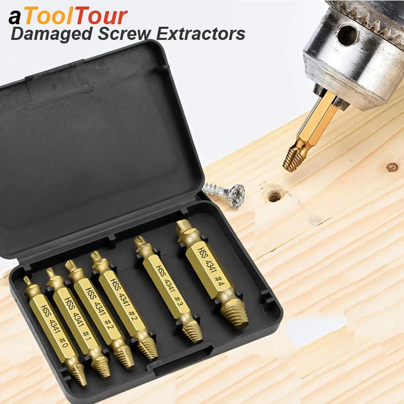 Damaged Screw Extractor Set HSS Drill Bit Stripped Broken Remover Small Easily Quickly Take Out Kit Easy Demolition Power Tools