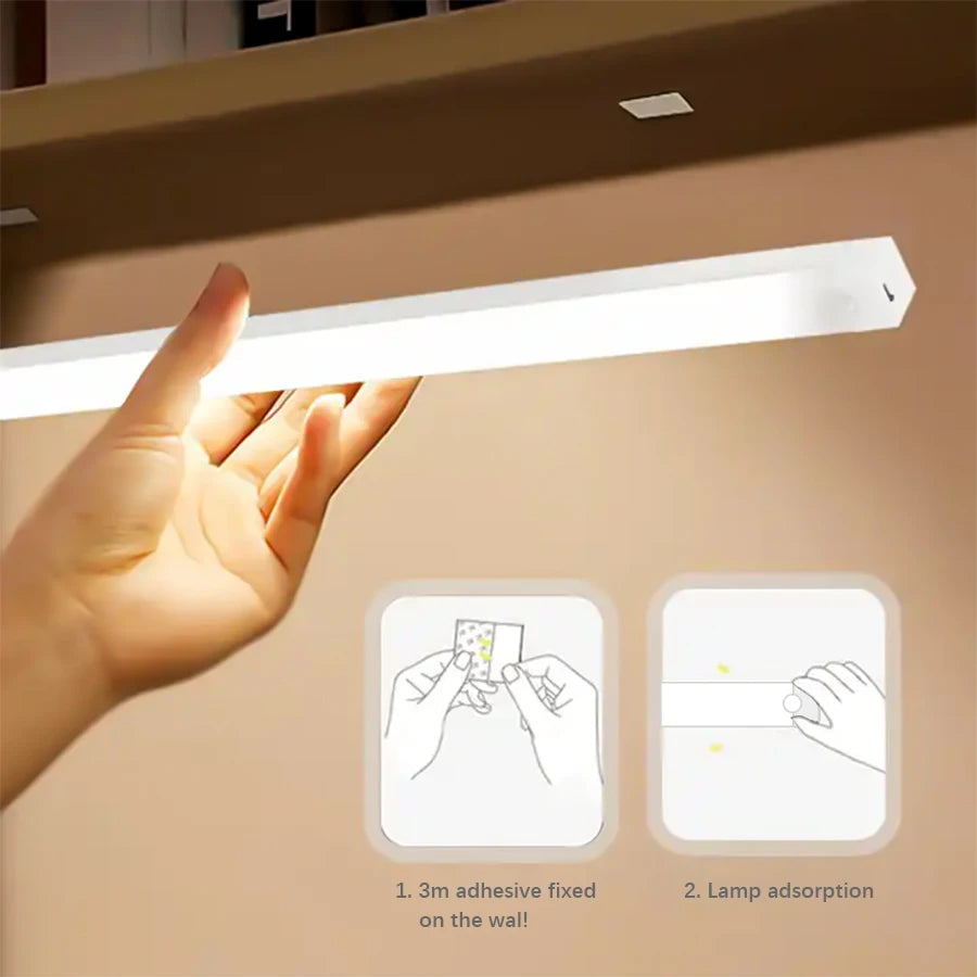 1 lampe d'armoire à détecteur de mouvement LED rechargeable sans fil - Idéal pour placard, cuisine, armoire, escaliers - Fonctionne la nuit sur batterie 