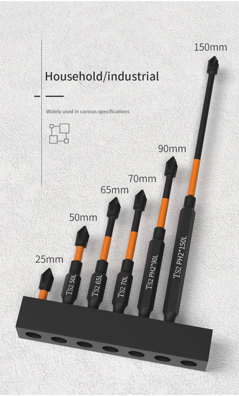 PH2 Magnetic Cross Bit Set Phillips Impact Batch Head Hardness Screwdriver Bit Screw Driver Accessories Househood Hand Tools