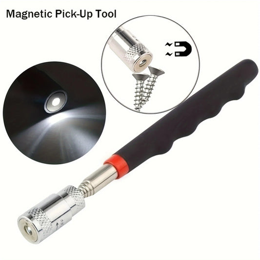 1pc Portable Magnetic Pick Up Tool Extendable Telescopic LED Torch Magnet Rod For Repairing Shop - ToolFlx