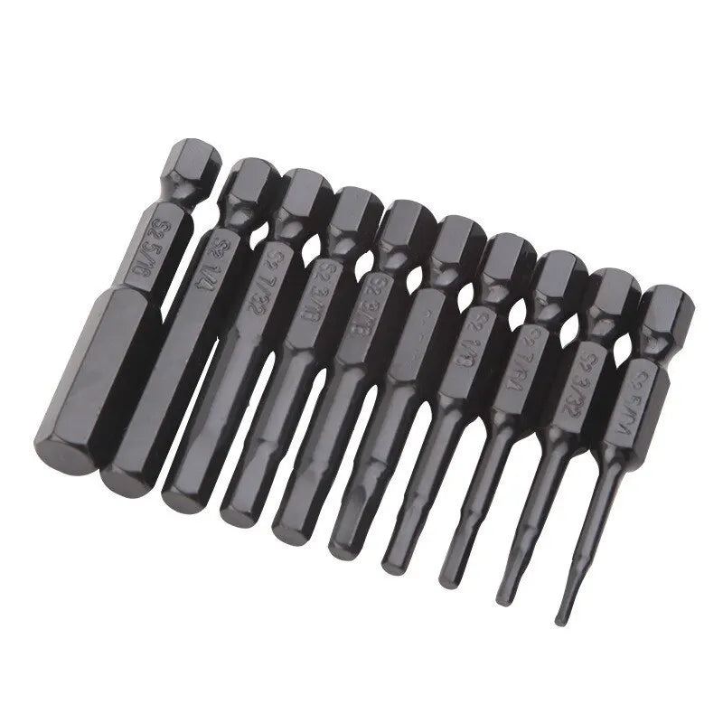 10pcs Hexagonal Bit Set Multi Standard Wear Resistant and Durable Imperial Size Hexagonal Bit S2 Alloy Steel Screwdriver Bit