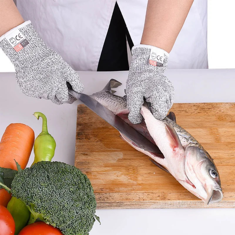 Grade 5 Cut Resistant Gloves Kitchen HPPE Scratch Resistant Glass Cutting Safety Protection for Gardeners