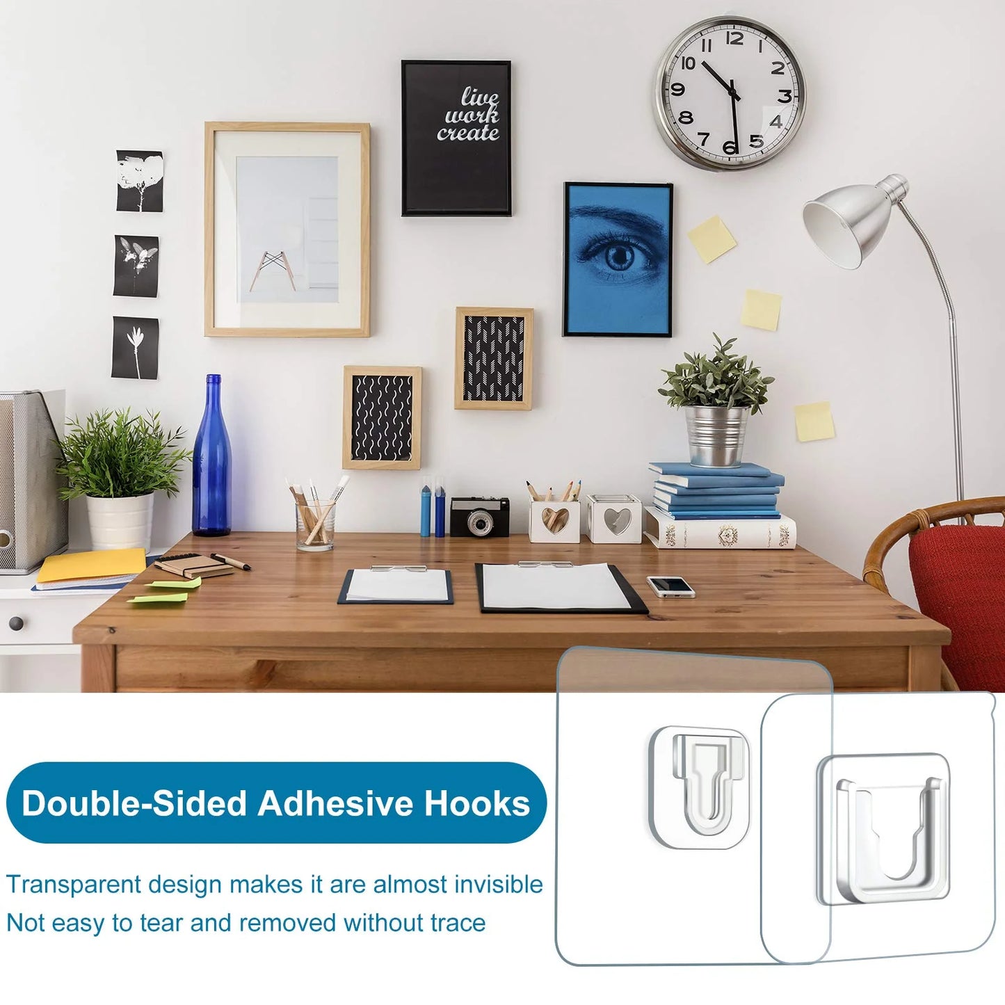 10/5 Pairs Double Sided Adhesive Wall Hooks Invisible Traceless Snap Hook Wall Storage Holder Bathroom Kitchen Bedroom Hook Kit